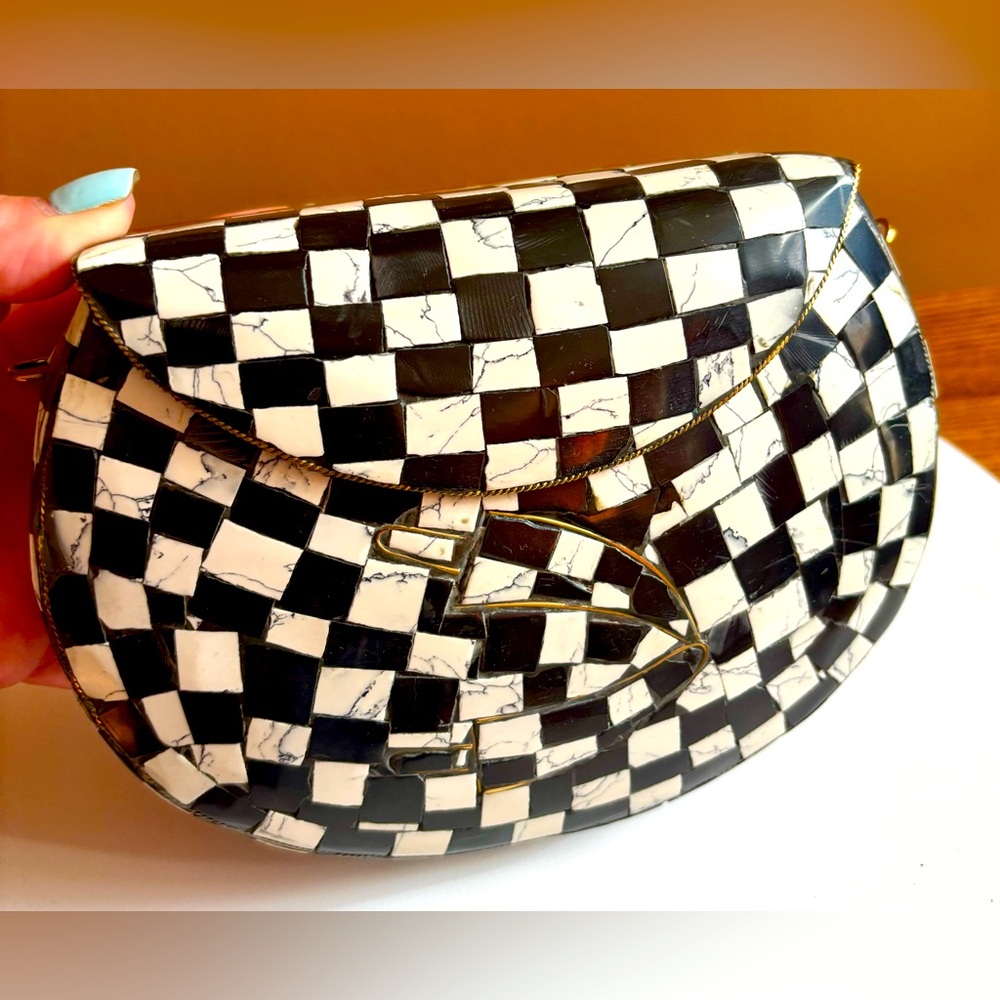 RAMLA Mosiac Bag: Checkered Black and White